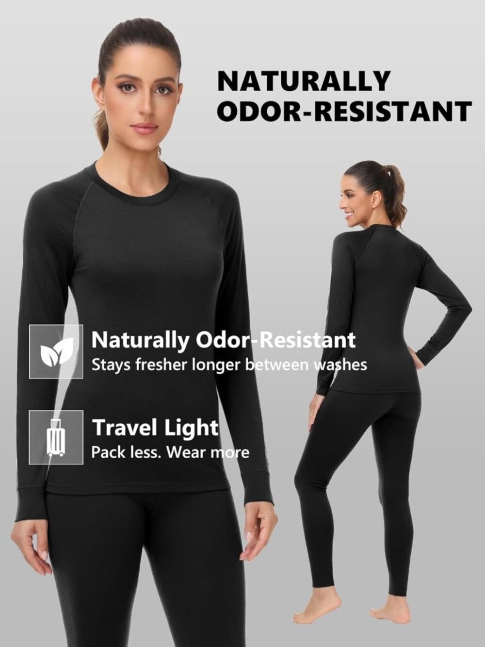Cozy Women's 100% Merino Wool Thermal Base Layer Set for Ultimate Warmth - Picture 4 of 7